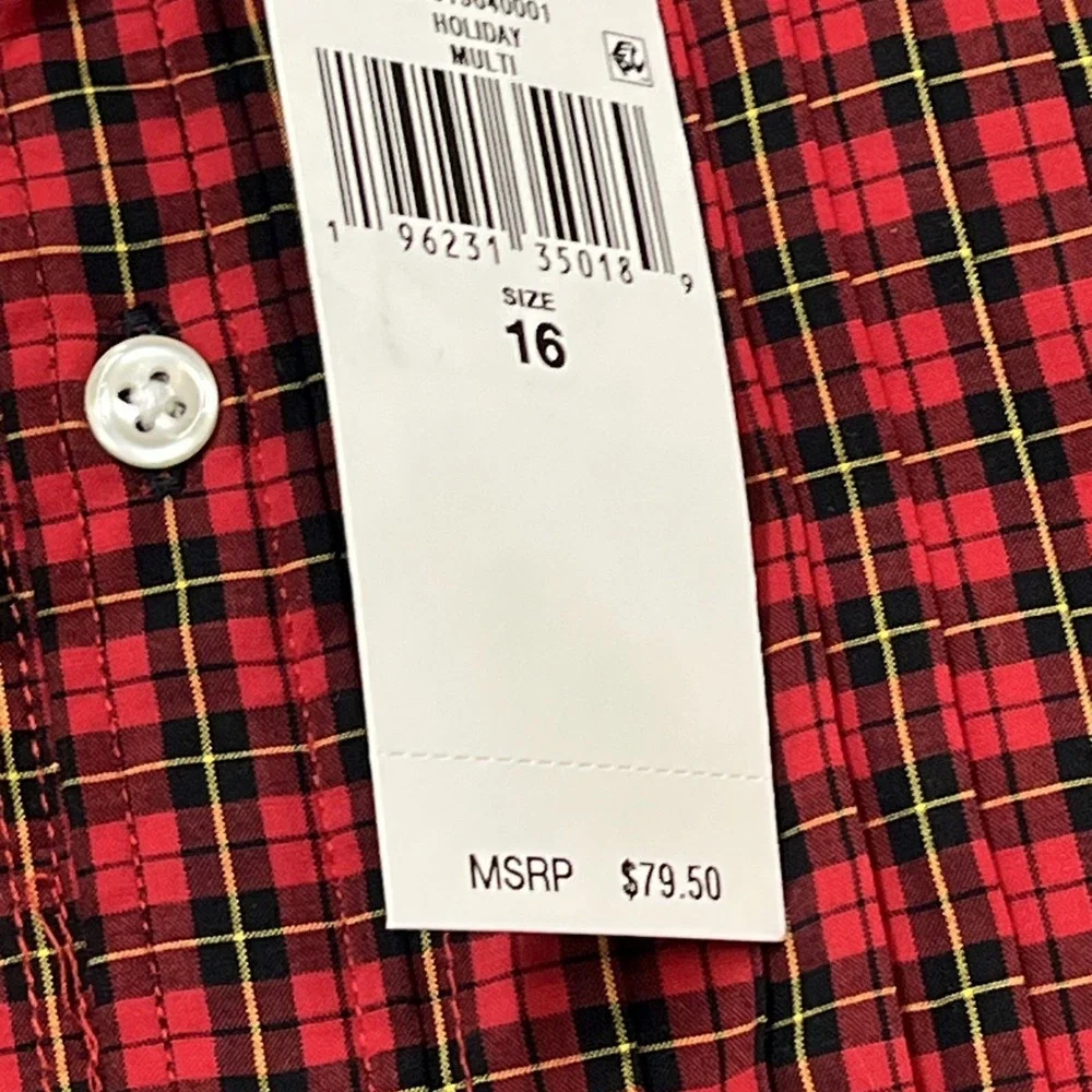 Polo Ralph Lauren Mixed Plaid Button Down Shirt Dress Size 16 Fit‎ Flare Preppy